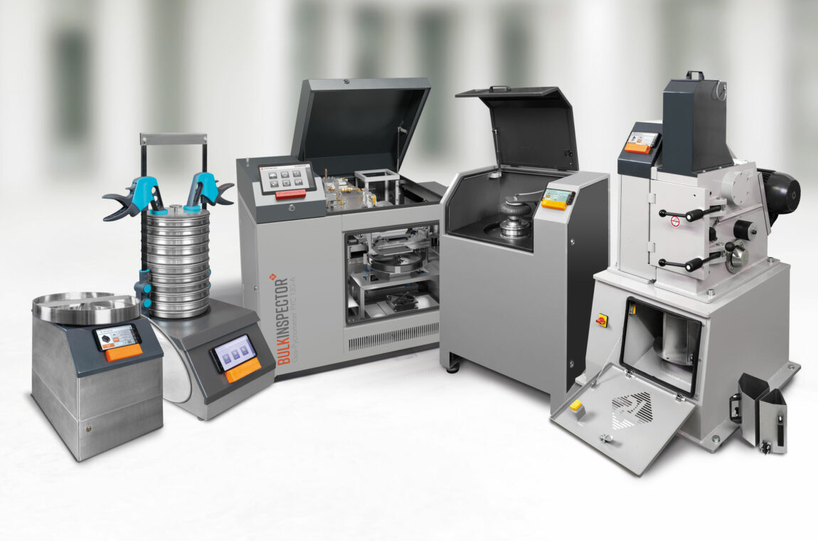 Laboratory Days 2024 - compilation of various laboratory devices with app control, including air jet sieve, test sieve, gas pycnometer, jaw crusher, vibrating disk mill. All devices can be tested live.